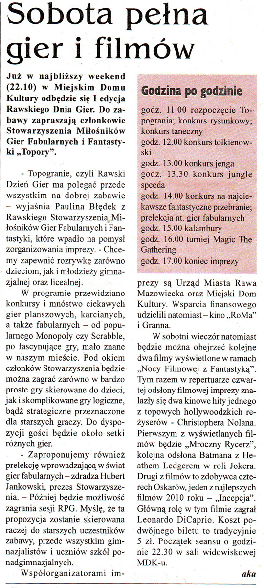 Sobota pełna gier i film&oacute;w